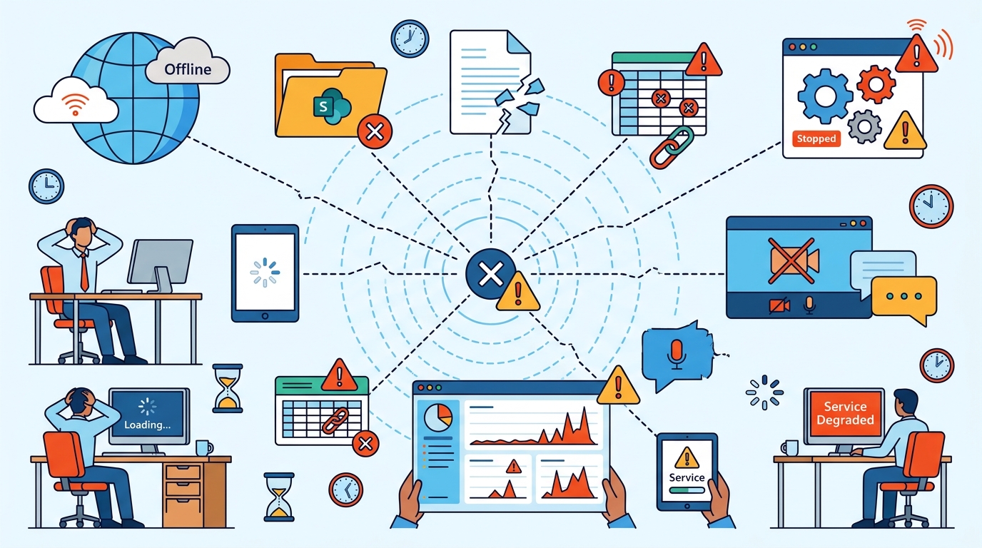 Microsoft 365 em baixo: o SharePoint e o Teams pararam o seu dia?
