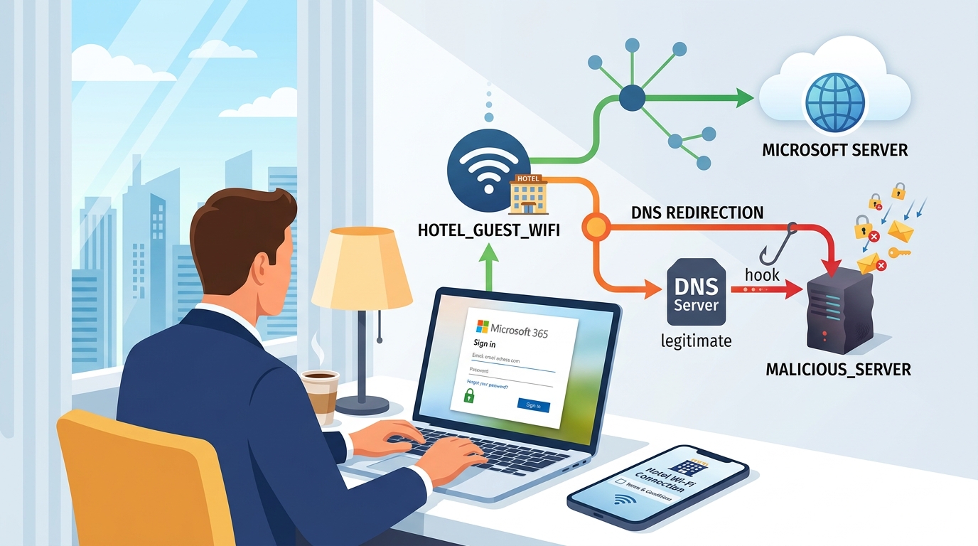 O Wi-Fi do hotel pode estar a roubar a sua conta Microsoft 365
