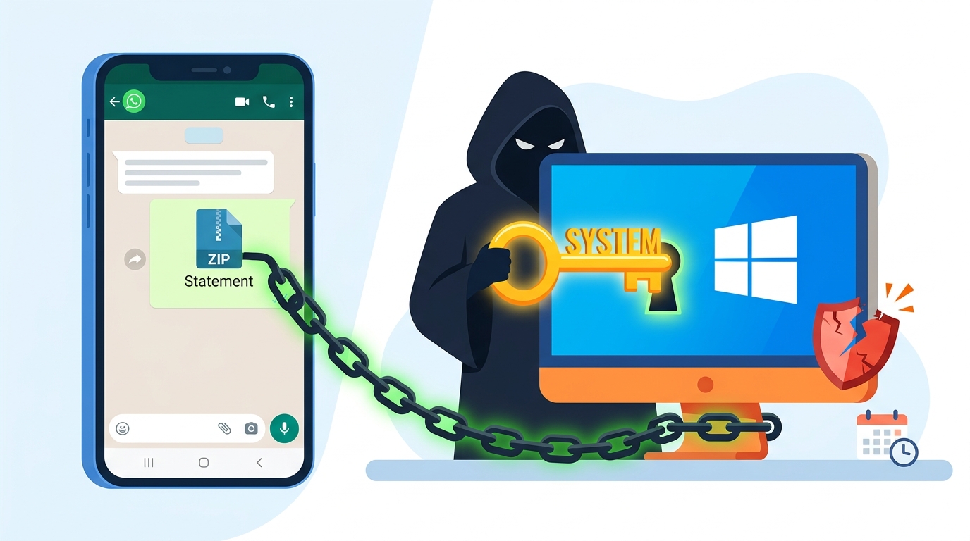 Esse «extrato» que recebeu no WhatsApp pode dar a estranhos o controlo total do seu PC